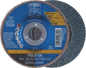 a pair of flap discs for cutting steel and stainless steel