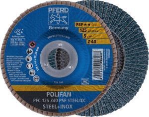 a close up of a polishing flap disc on a white surface